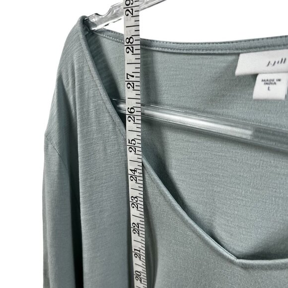 J Jill Womens L Sage Boho Tunic Top Button Detail Sleeves Pom Pom Trim Stretchy - Picture 10 of 15